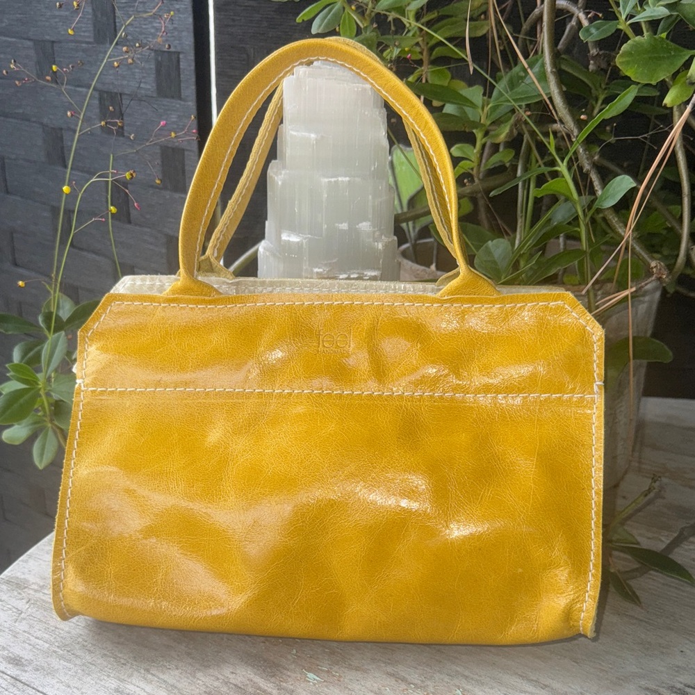 Chic Yellow Leather Satchel